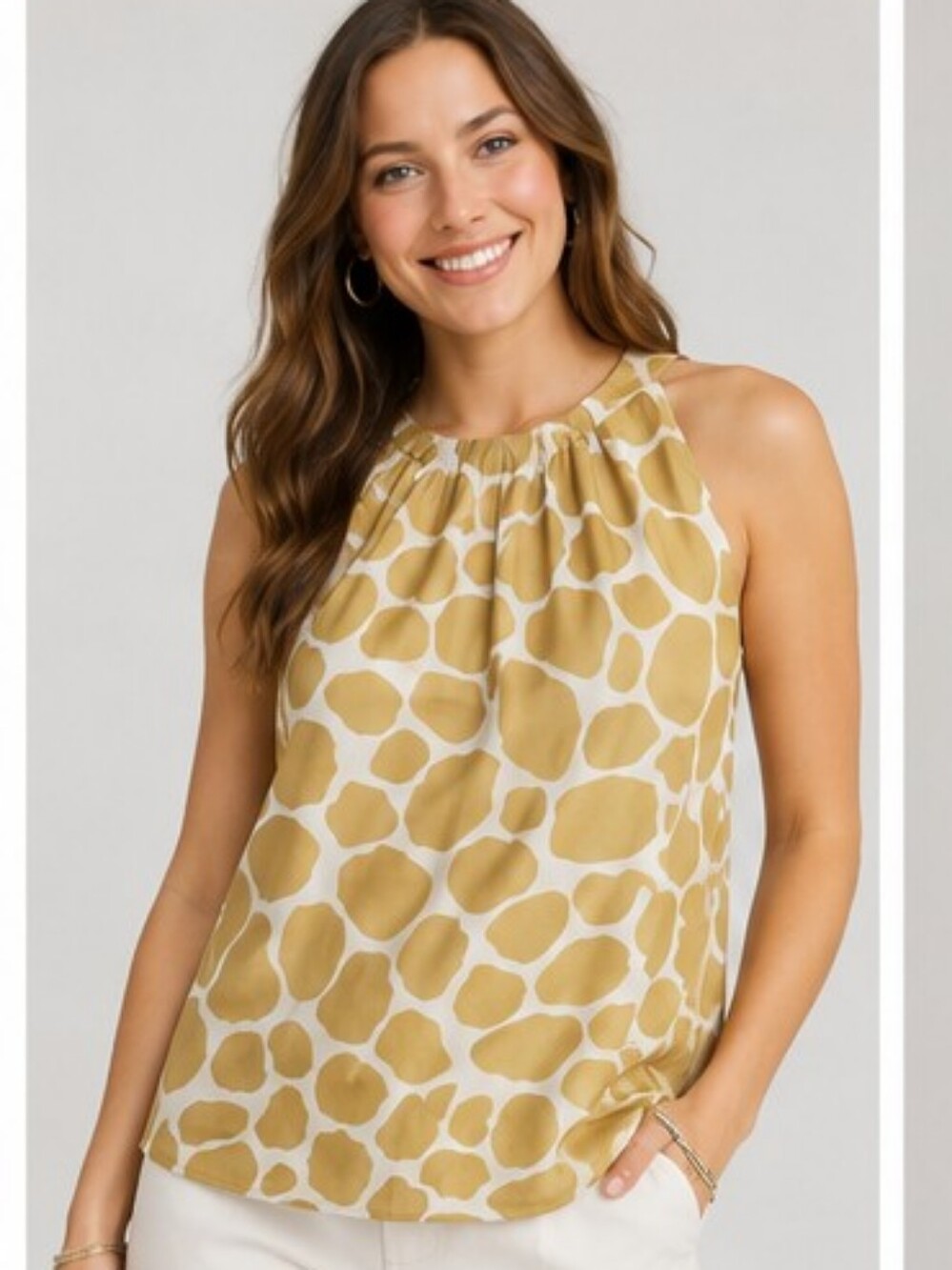 J. Crew Hayworth Silk Giraffe Cami Tie Back Halter Style 19737 Size S